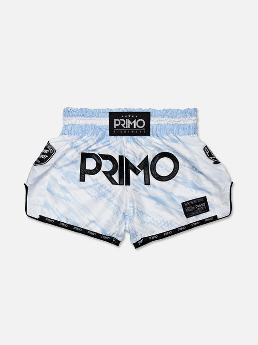 מכנסי איגרוף תאילנדי PRIMO דגם Arctic Ghost בעיצוב מוריגנלי מבנגקוק