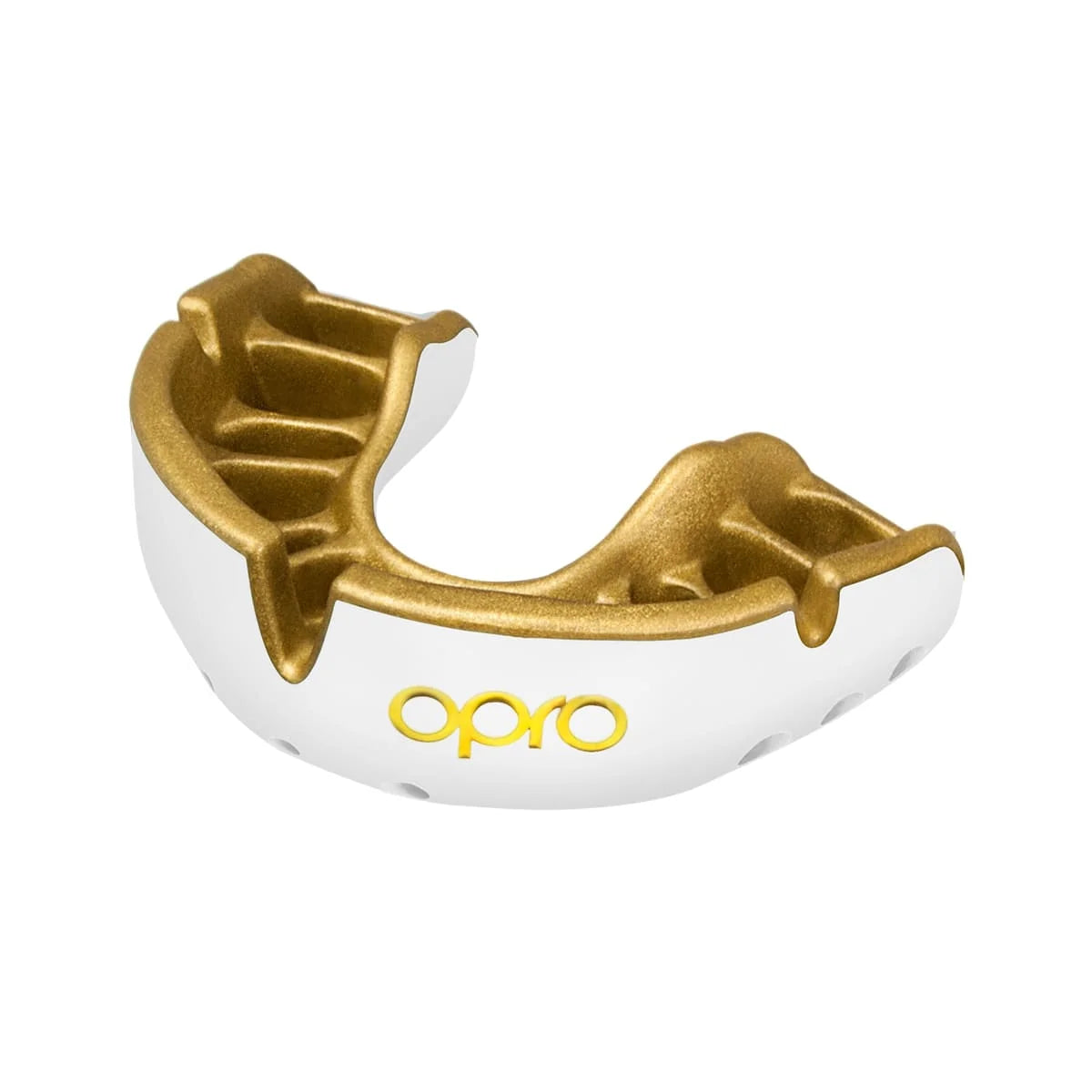 מגן שיניים OPRO Gold Level Black Jawz בצבע שחור מעוצב ללוחמי MMA--לבן זהב