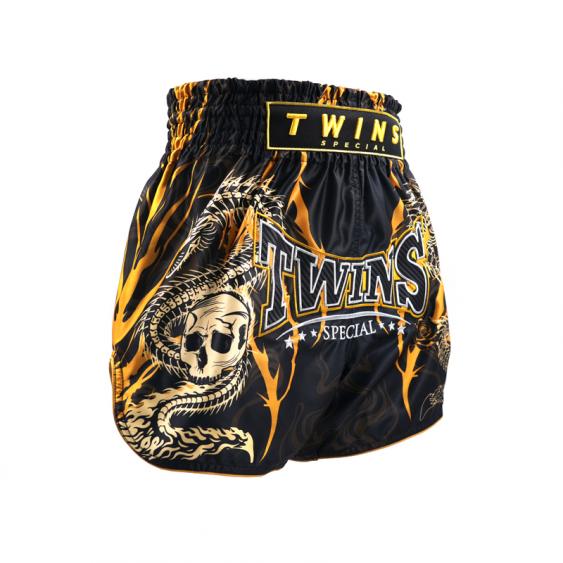מכנסי איגרוף תאילנדי Twins Special TBS-MORAY מבד סאטן עם עיצוב צלופח מוריי וגולגולת