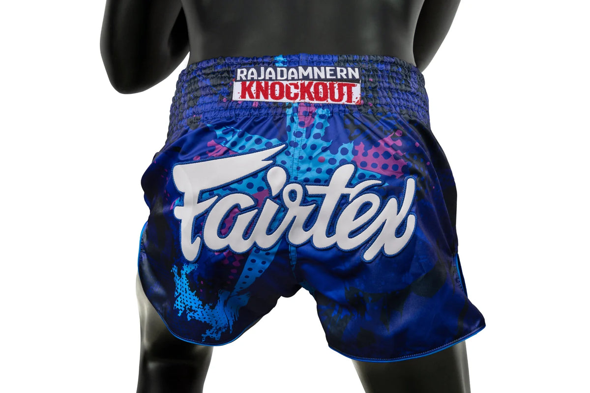 מכנסי איגרוף תאיילנדי פיירטקס Fairtex x RKO Blue בעיצוב אצטדיון רג'אדמנרן