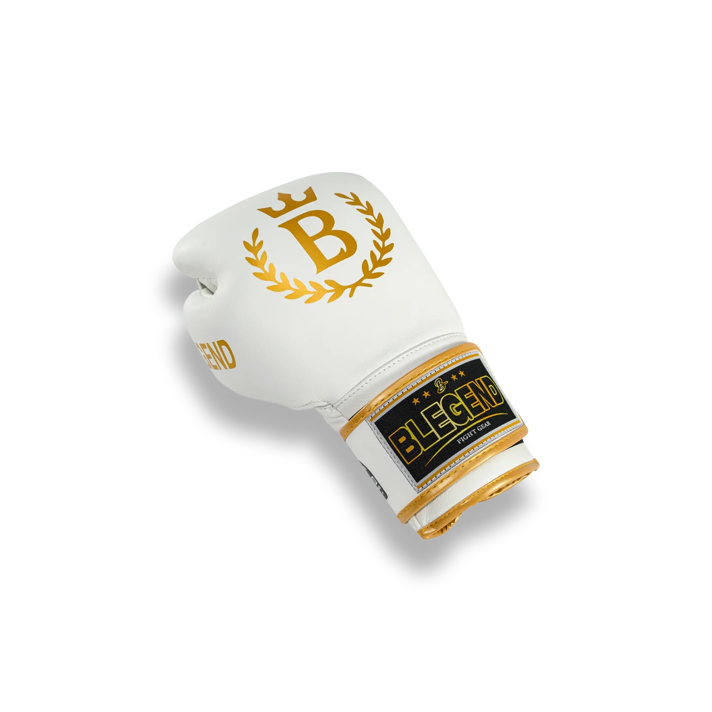 כפפות איגרוף עור אמיתי Blegend BGR במידה 10oz בעיצוב תאילנדי מסורתי לאימוני מואי תאי--לבן