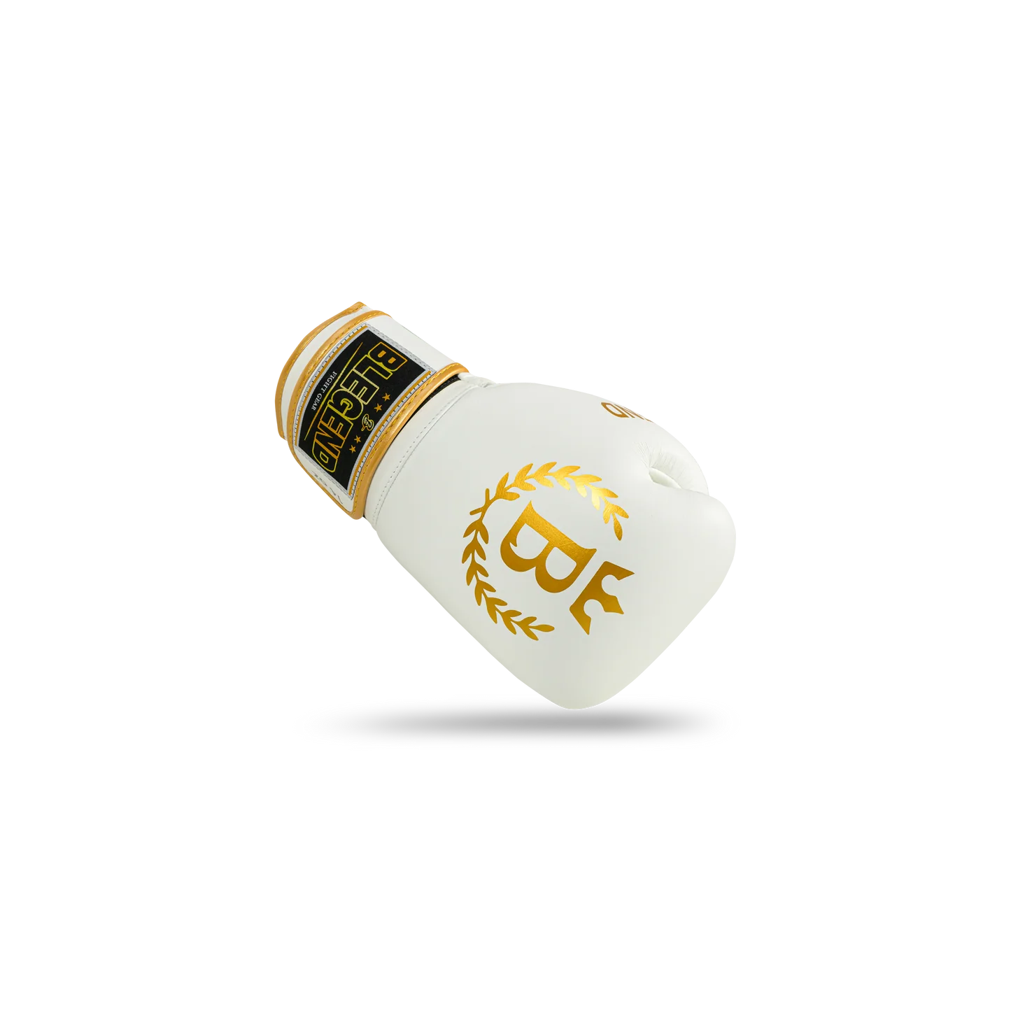 כפפות מואי תאי מקצועיות Blegend BGR 12oz עבודת יד מתאילנד עם חיזוק פרק כף היד--לבן