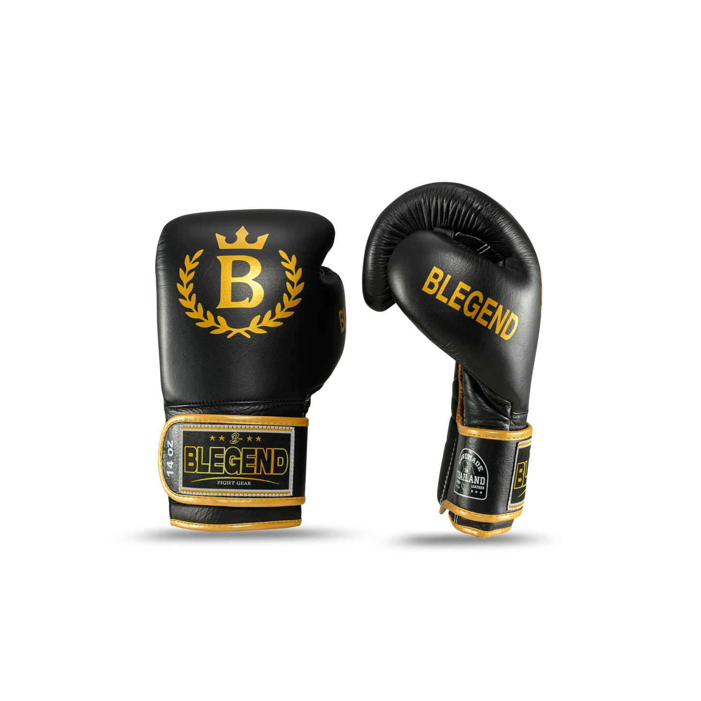 כפפות איגרוף Blegend BGR עור אמיתי בעבודת יד מתאילנד במידה 10oz לאימוני שק וספארינג למואי תאי--שחור