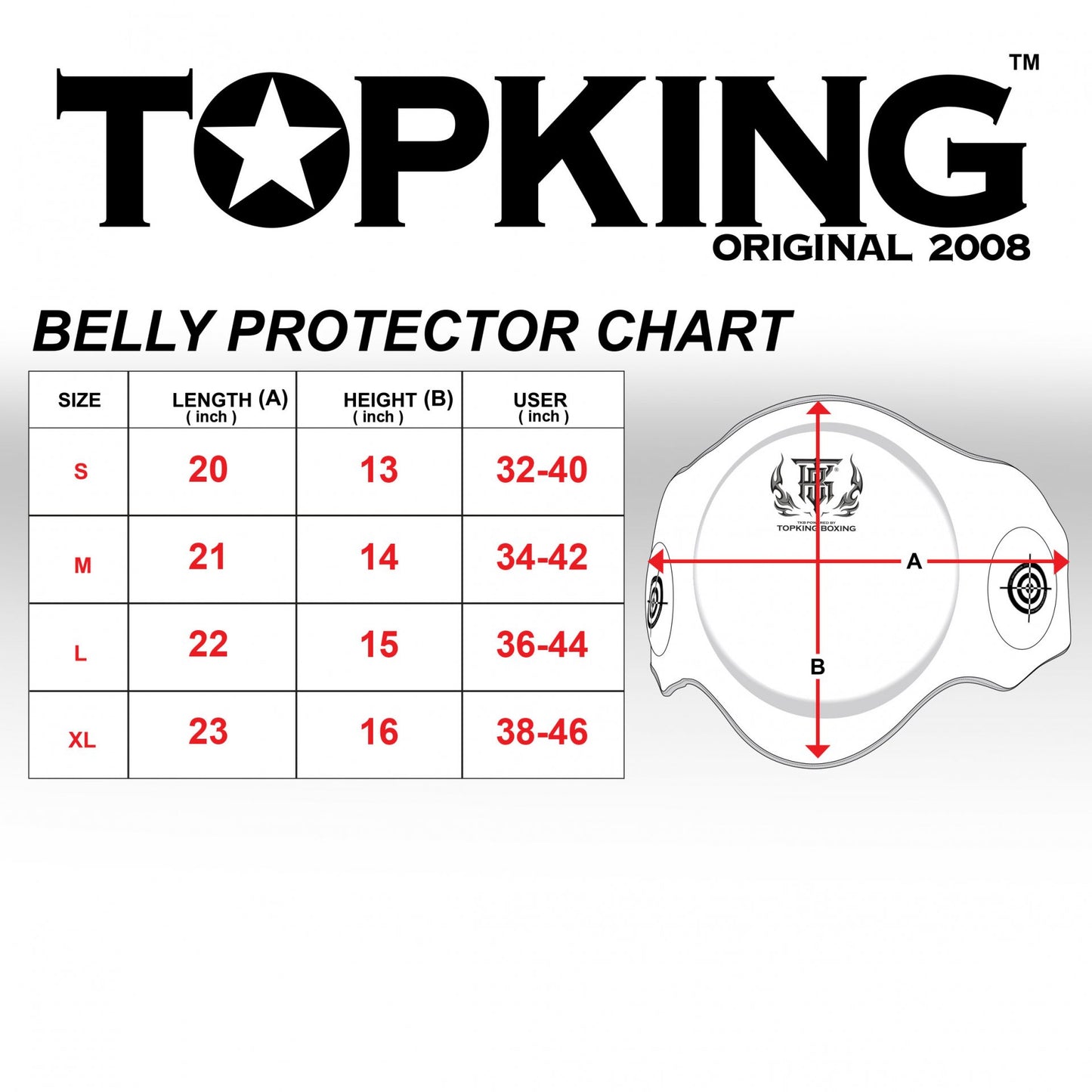 Top King  "ULTIMATE" TKBPUV חגורת בטן עשויה עור טופ קינג לבן שחור