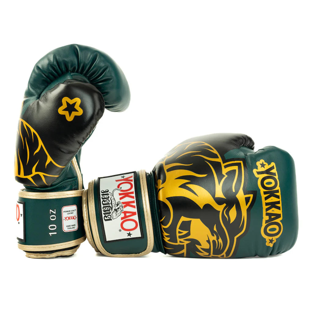 ציוד לחימה פרימיום כפפות אגרוף Yokkao Original מעור אמיתי עמיד בפני שחיקה--ירוק