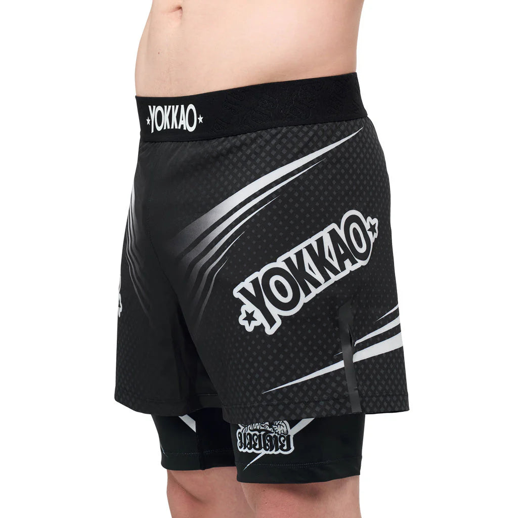 מכנסי MMA עילית לאימוני סטרייקינג וכושר בעצימות גבוהה יוקאו דגם דואל--שחור