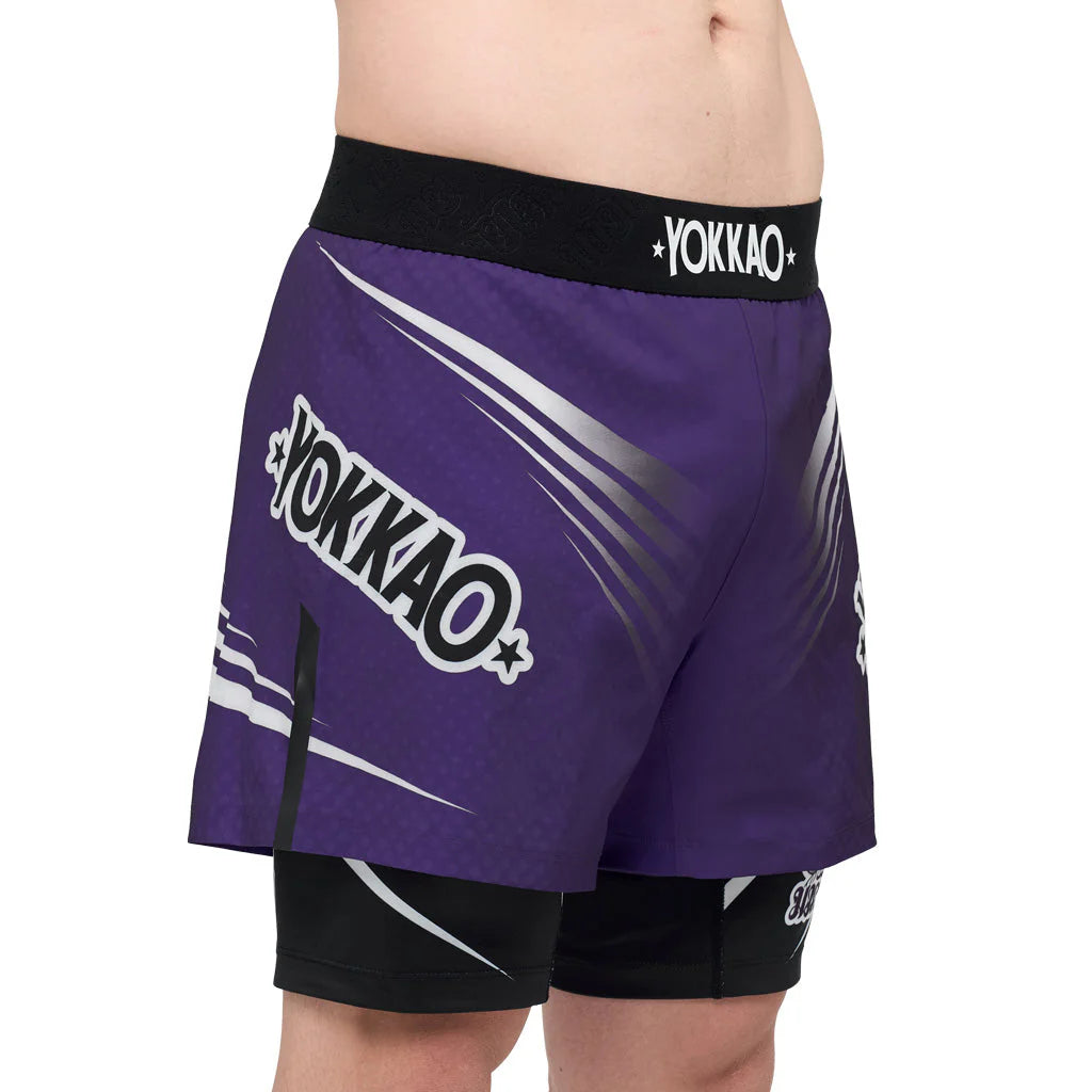מכנסי MMA אולטרה קלים מבד נושם ומתייבש במהירות לאחר כביסה יוקאו--סגול