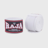 תחבושות איגרוף מקצועיות רג'ה Raja Boxing Hand Wraps מתערובת כותנה אלסטית--לבן