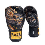 כפפות איגרוף מקצועיות רג'ה Raja Boxing Gold Dragon מחומר סמי לדר לאיגרוף תאילנדי ועבודת קלינצ'ים