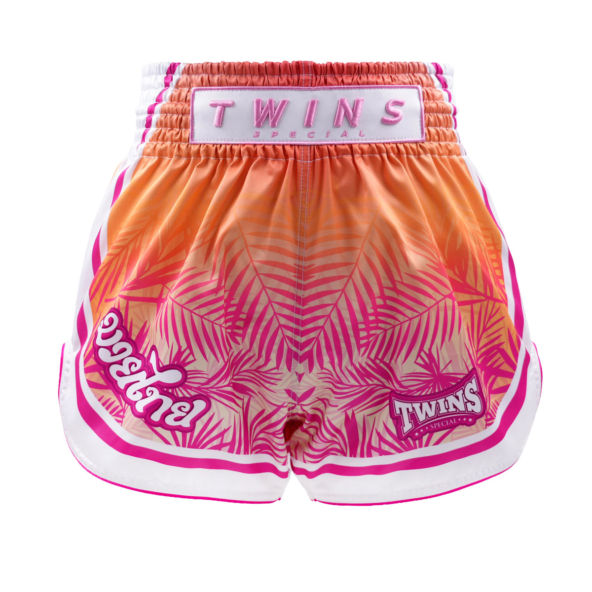 מכנסי איגרוף תאילנדי Twins Special דגם TBS-ELEMENT בצבע ורוד כתום מדורג--ורוד
