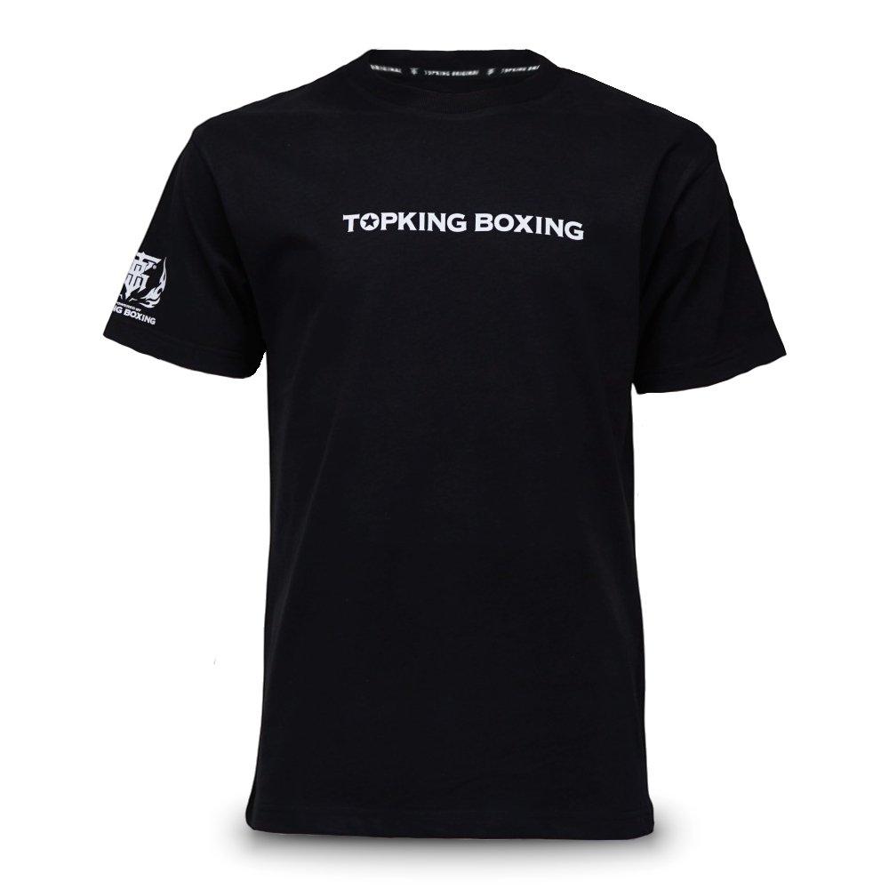 חולצת איגרוף תאילנדי מותג טופ קינג דגם Top King T-Shirt 034 ביגוד ספורט מקצועי לאימונים במכון--שחור