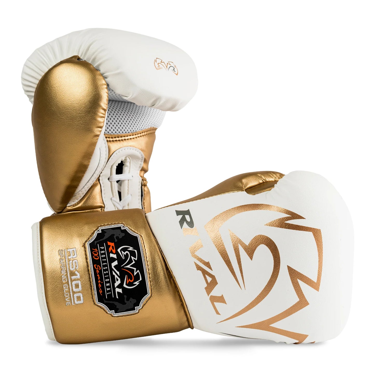 כפפות איגרוף RIVAL בטכנולוגיית True-Fist להגנת מפרקי היד בזירה--לבן זהב