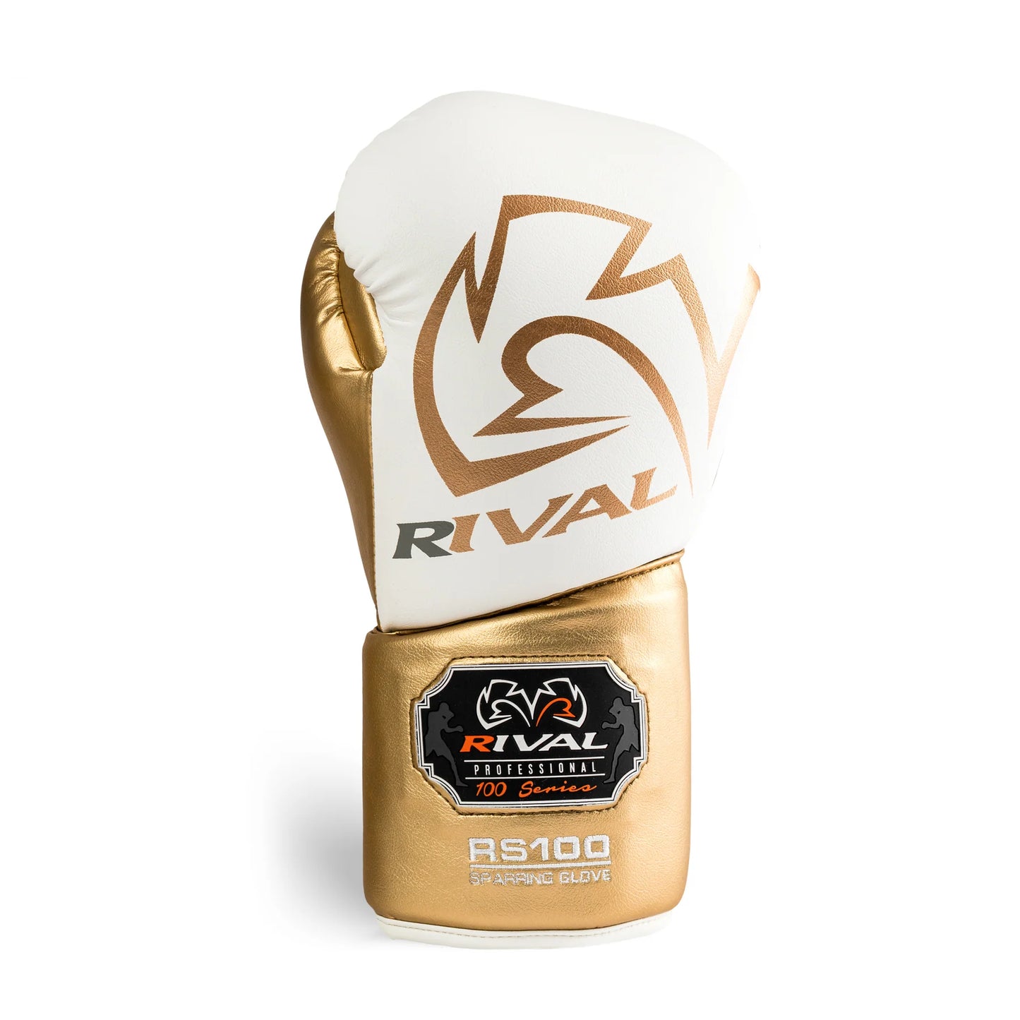 כפפות שרוכים לאיגרוף מבית RIVAL דגם RS100 בעבודת יד ממיקרופייבר--לבן זהב