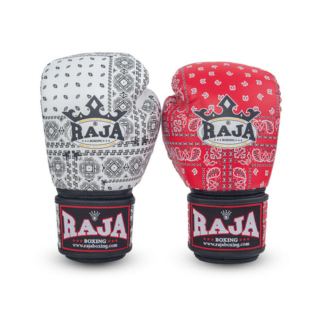 כפפות איגרוף מקצועיות Raja – סדרת Bandana אדום ולבן