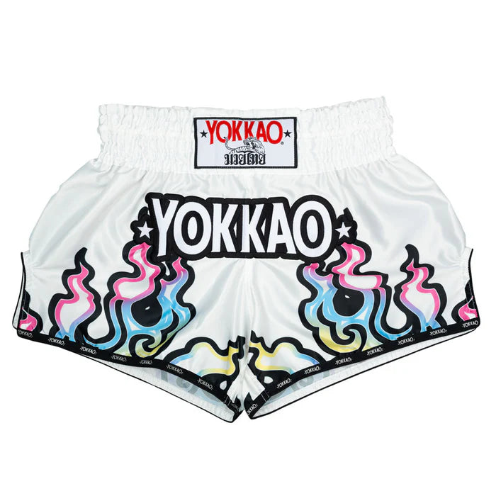 YOKKAO Flames מכנסי איגרוף תאילנדי לבן