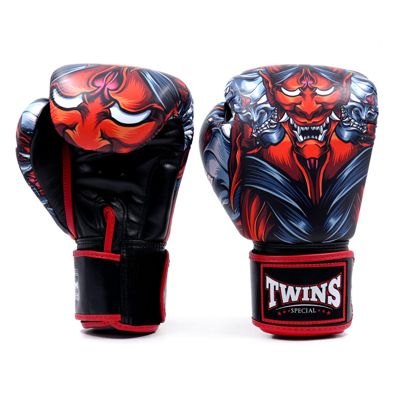 כפפות איגרוף תאילנדי Twins Special FBGVL3-58 Kabuki מעור אמיתי לאימון מקצועי--אדום