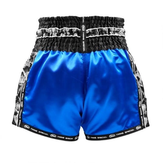 מכנסי אימונים לאיגרוף תאילנדי Twins Special TBS-SKULL בגזרת Unisex לבעיטות--כחול