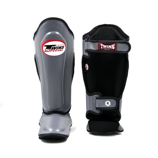 מגני שוק לאיגרוף תאילנדי Twins Special SGL10 לספארינג מקצועי ואימוני קיקבוקס--אפור