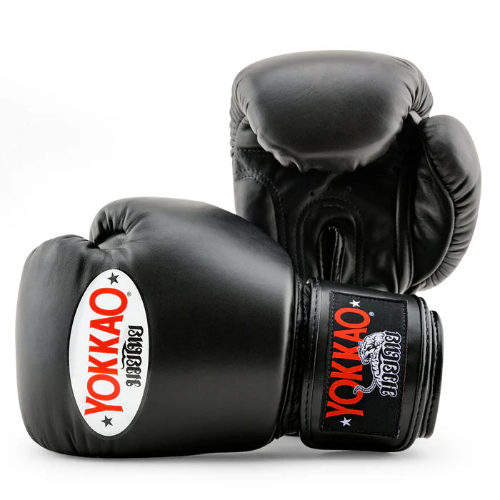 כפפות איגרוף מקצועיות YOKKAO Matrix שחורות מעור אמיתי לאימוני ספארינג מגע מלא--שחור