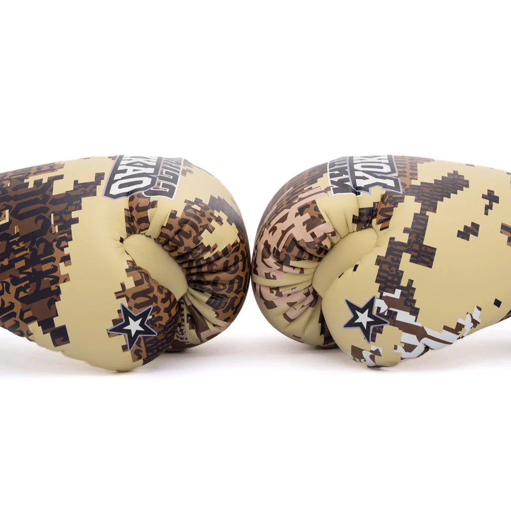 כפפות איגרוף מקצועיות YOKKAO Thai Camo סגירת סקוטש חזקה לשורש כף היד--מדברית