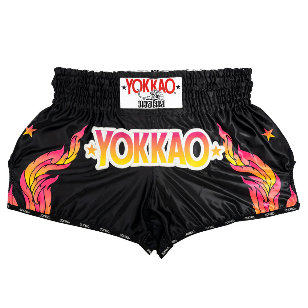 YOKKAO The Flame Black מכנסי איגרוף תאילנדי יוקאו הלהבה שחור