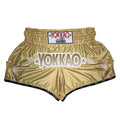 מכנסי איגרוף תאילנדי יוקאו דגם YOKKAO The Flame מבד סאטן פרימיום--זהב