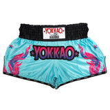 מכנסי איגרוף תאילנדי YOKKAO The Flame Tiffany בצבע טורקיז לאימוני מואי תאי וקיקבוקס--תורכיז