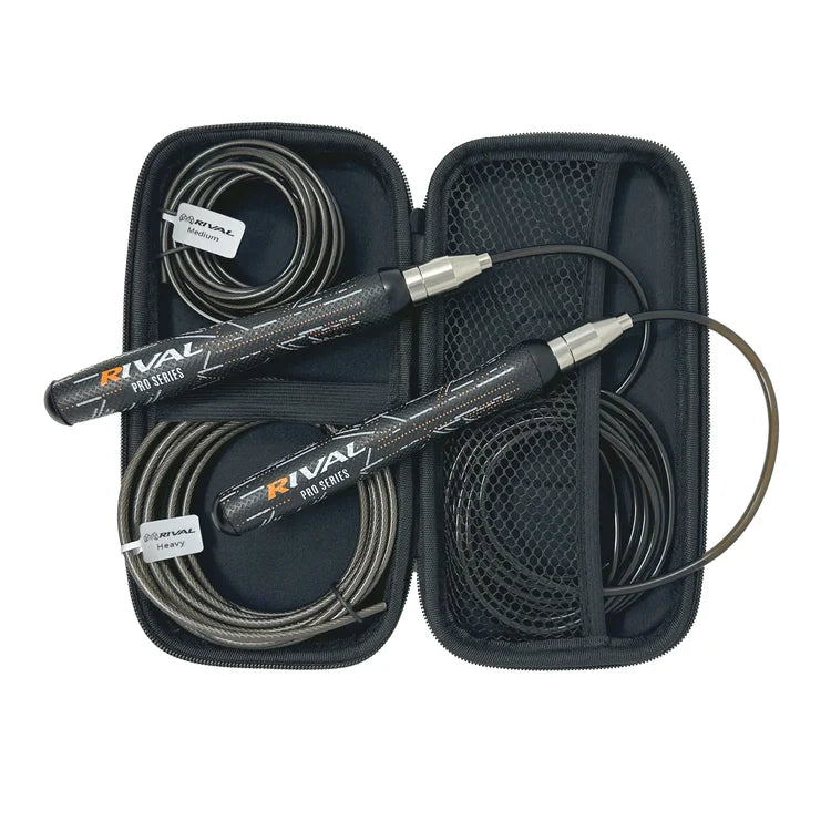 חבל קפיצה מקצועי לאיגרוף מותג ריבל דגם Rival Platinum Speed Rope עם 3 כבלים מתחלפים